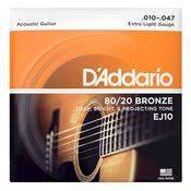 D'Addario EJ10 Extra Light Acoustic Guitar Strings Bronze image