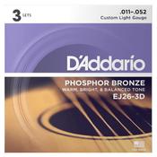 D'Addario EJ26-3D Acoustic Guitar Strings 3 Pack Phosphor Bronze image