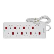 Mercury 8 Gang 2M Extension Lead With Surge Protection and 8 Neon Switches image