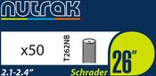 26 x 2.1 - 2.4 inch Schrader inner tube (box of 50