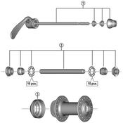 HB-TX505 complete hub axle, 108 mm
