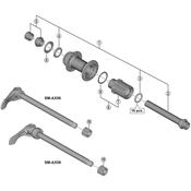 FH-MT400 complete hub axle, 142 mm