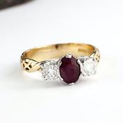 Ruby And Diamond Three Stone Engagement Ring, From Ireland image