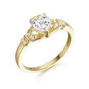9ct Gold CZ Claddagh Ring with MicroPave Stone setting, From Ireland image
