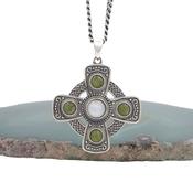 Connemara Marble Celtic Wheel Cross Necklace, From Ireland