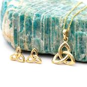 Gold Trinity Knot Necklace and Stud Earring Gift Set, From Ireland