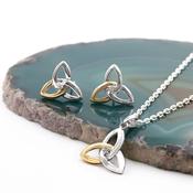 Two Tone Diamond Trinity Knot Gift Set, From Ireland