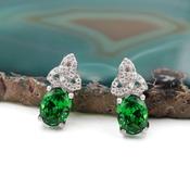 Sterling Silver Oval Green CZ Trinity Knot Earrings, From Ireland image