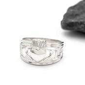 Mens 9K Gold Claddagh Ring with Celtic Knot, From Ireland image