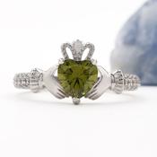 Sterling Silver Claddagh Birthstone Ring, From Ireland