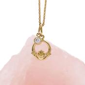 Petite Claddagh and Diamond Duo Necklace, From Ireland image