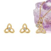 Trinity Knot Diamond Necklace and Stud Earring Gift Set, From Ireland image