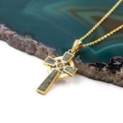 Gold Connemara Marble Celtic Cross, From Ireland image