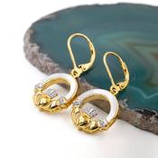 Gold Vermeil Claddagh Mother of Pearl Earrings, From Ireland