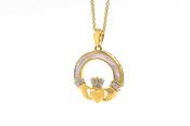Gold Vermeil Mother of Pearl Claddagh Necklace, From Ireland