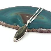 Marquise Connemara Marble Trinity knot Necklace, From Ireland image