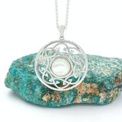 Sterling Silver Celtic Swirl Necklace Set With Mother Of Pearl, From Ireland image
