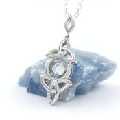 Sterling Silver Dancing Stone Double Trinity Knot Necklace, From Ireland image