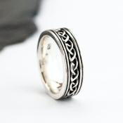 Sterling Silver Heavy Oxidised Celtic Ring, From Ireland image
