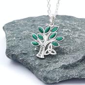 Sterling Silver Malachite Tree Of Life Necklace, From Ireland