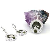 Traditional Connemara Marble Claddagh Necklace and Drop Earring Set, From Ireland