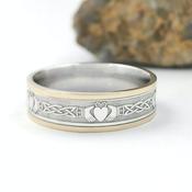 White Gold Claddagh Celtic Lovers Knot Ring, From Ireland image