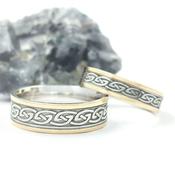 Two Tone Celtic Wave Couples Ring Set, From Ireland