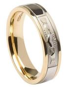 14K 2 Color Gold Narrow Comfort Fit Claddagh Band, From Ireland image