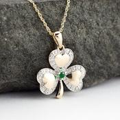 Emerald And Diamond Shamrock Necklace, From Ireland image