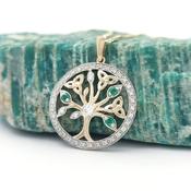 14k Emerald &amp; Diamond Tree Of Life Necklace, From Ireland image