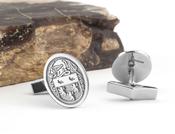Coat of Arms Cufflinks with Helm and Mantle, From Ireland