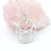 Sterling Silver And Irish Rose Gold Oval Trinity Knot Necklace, From Ireland image