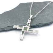 Sterling Silver Connemara Marble St Brigid's Cross Necklace, From Ireland image