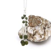 Sterling Silver Double Shamrock And Connemara Marble Bead Necklace, From Ireland image