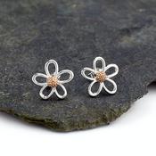 Sterling Silver And Irish Rose Gold Celtic Daisy Earrings, From Ireland image