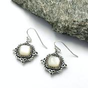 Sterling Silver Mother Of Pearl Drop Earrings, From Ireland image
