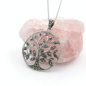 Sterling Silver Marcasite Tree Of Life Necklace, From Ireland image