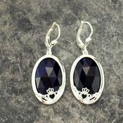 Sterling Silver Sodalite Claddagh Drop Earrings, From Ireland image