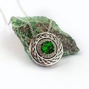 Sterling Silver Green Swarovski Celtic Necklace, From Ireland image