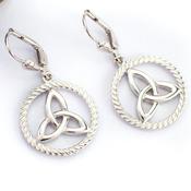 Sterling Silver Double Sided Trinity Knot Earrings, From Ireland image