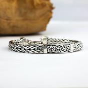 Mens Heavy Silver Trinity Knot Bracelet, From Ireland image