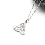 Silver CZ Trinity Knot Necklace, From Ireland