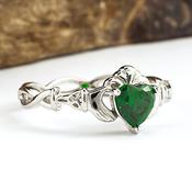 Sterling Silver Green CZ Claddagh Ring, From Ireland image