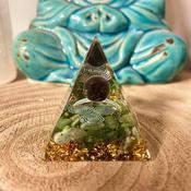 Crystal Orgonite Pyramid- Green &amp; Smoky Quartz Triskele | Buy Online in Ireland