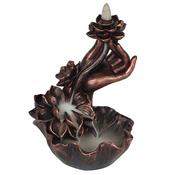 Incense Backflow Burner Bronze Hand With Flower | Buy Online in Ireland image