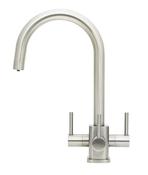 Verona 3 Lever Brushed Steel Square Triflow Tap — Nature's Water LTD.