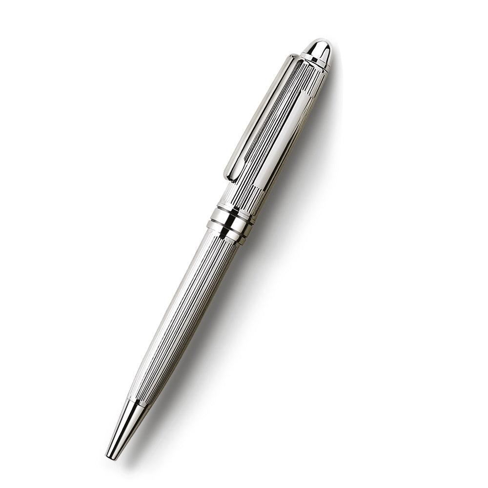 Newbridge Silverware Ball Point Pen Chrome Ribbed Engravable