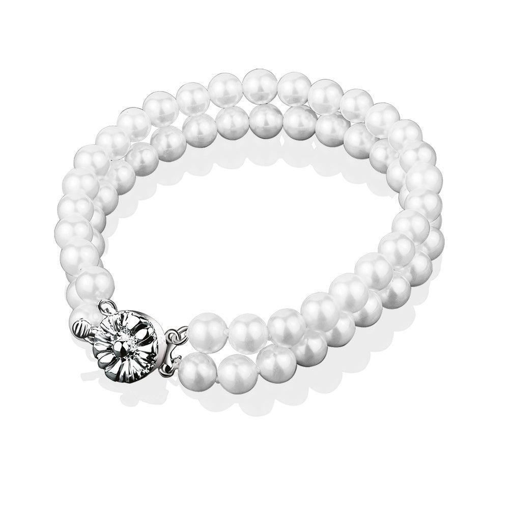 Newbridge Silverware Double Pearl Bracelet with Pearls and Silver Clasp