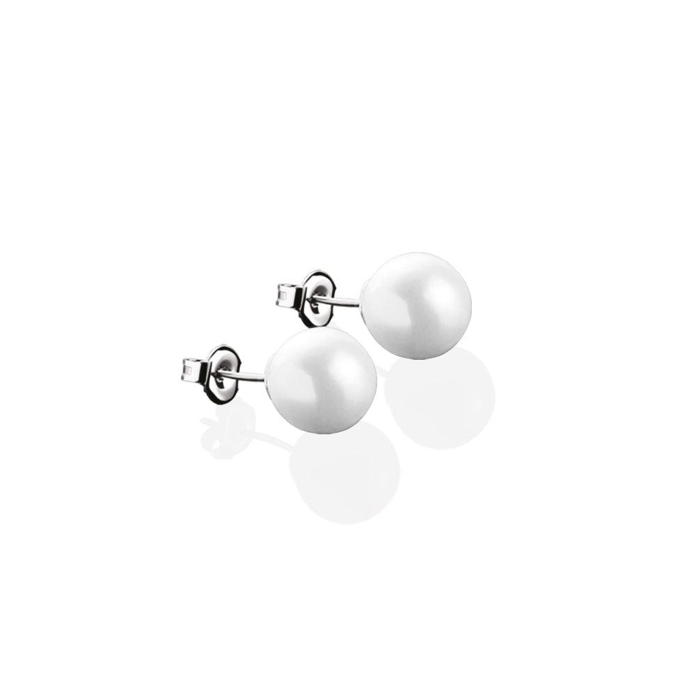 Newbridge Silverware Pearl Stud Earrings 8mm Silver Plated Titanium Post Natural Shell Pearl Elegant Timeless Style
