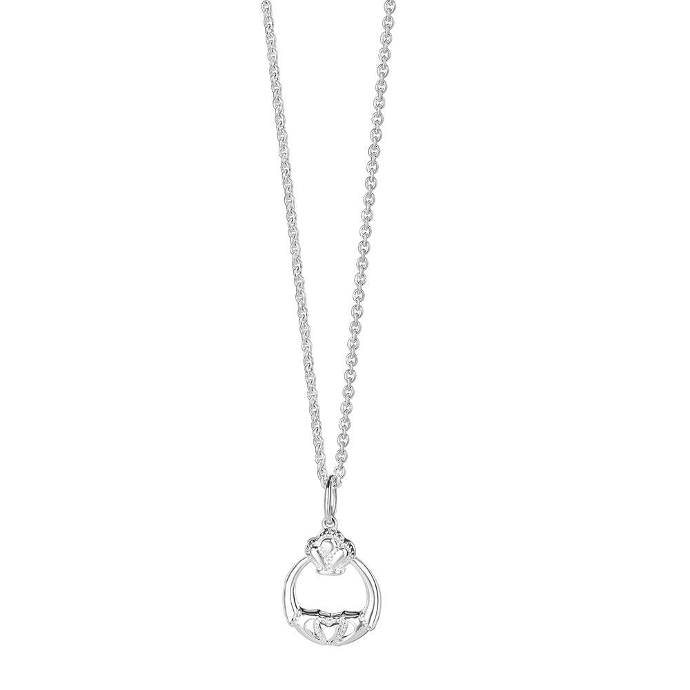 Newbridge Silverware Claddagh Pendant with Silver Chain, Heart, Crown